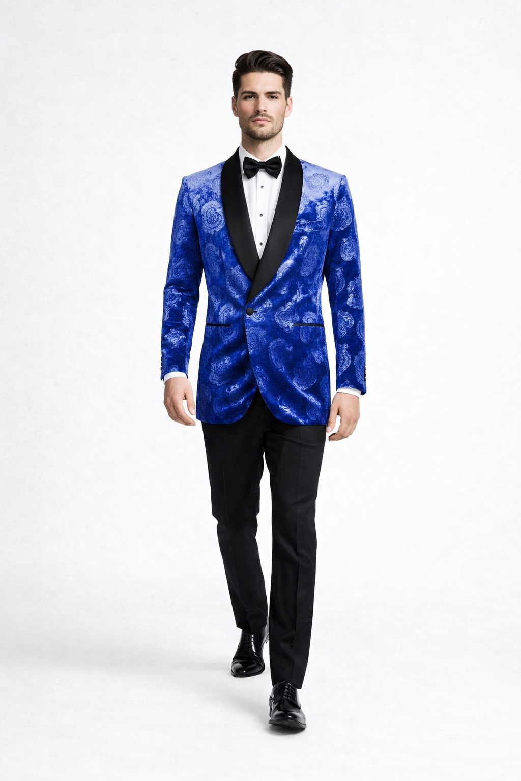 Men’s Formal Royal Blue Rose Tuxedo Jacket with Shawl Lapel