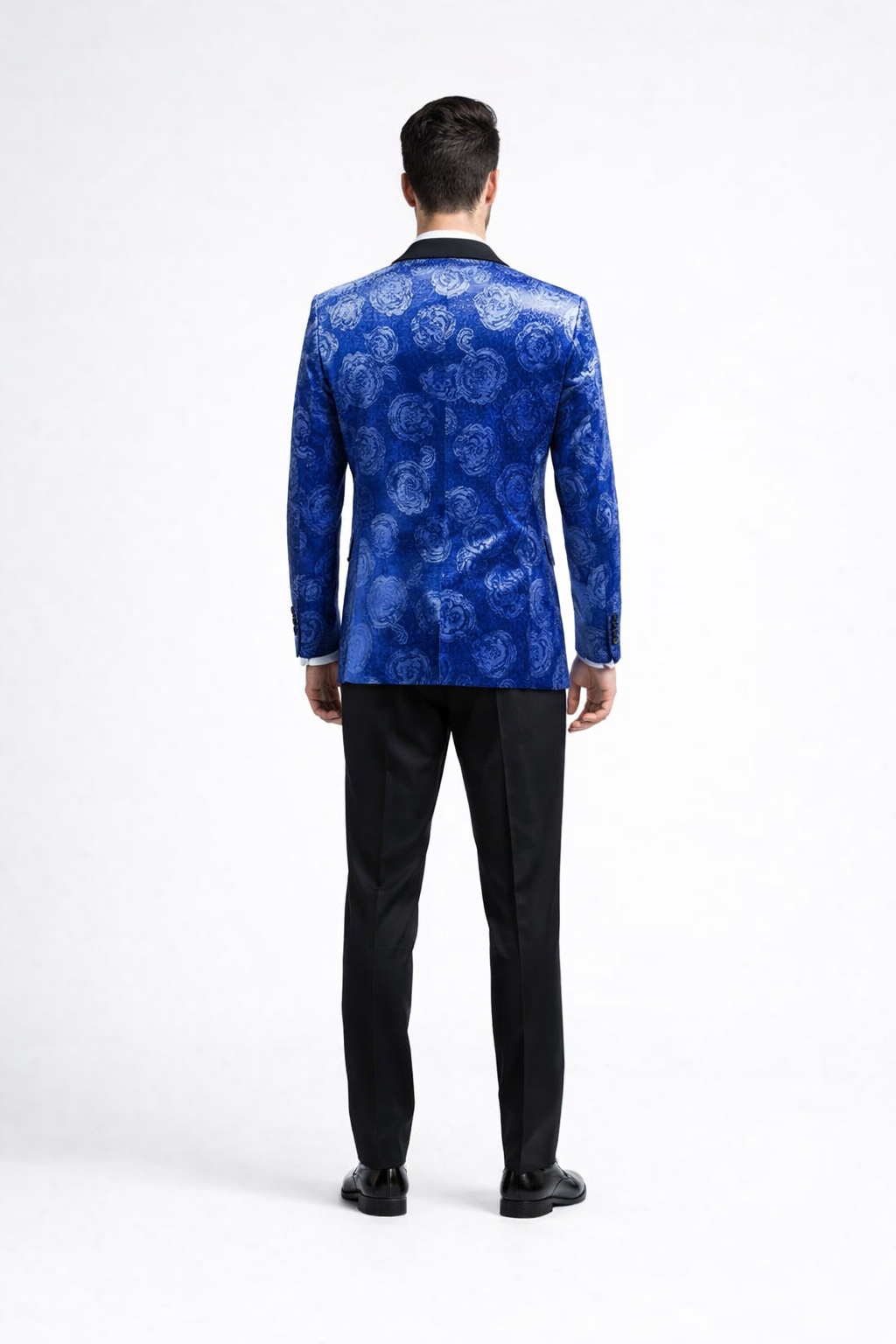 Men’s Formal Royal Blue Rose Tuxedo Jacket with Shawl Lapel
