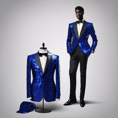 Sequin Suit - Shiny Suit - Royal Blue Suit - Metallic Fabric - Stage Tuxedo - Groom Suit Jacket + Pants 2 Button 1   - from alligatorwarehouse.com