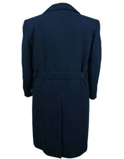 Mens Solid Navy 100% Wool Gabardine Belted Duster Overcoat 2   - from alligatorwarehouse.com