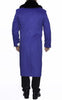 Removable Fur Collar Full Length Ankle length Wool Dress Top Coat / Overcoat In Royal Blue - Mens Overcoat 3   - from alligatorwarehouse.com