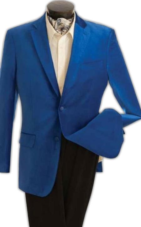 Men's Fashion 2 Button Velvet Jacket Royal Blue Men's Blazer Jacket