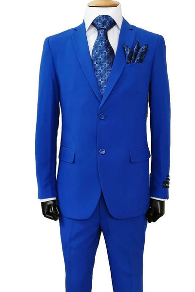 Mens 2 Button Classic Fit Basic Poplin Royal Blue Suit 1   - from alligatorwarehouse.com