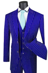 Mens Vested Gangster Pinstripe 1920's Suit in Blue