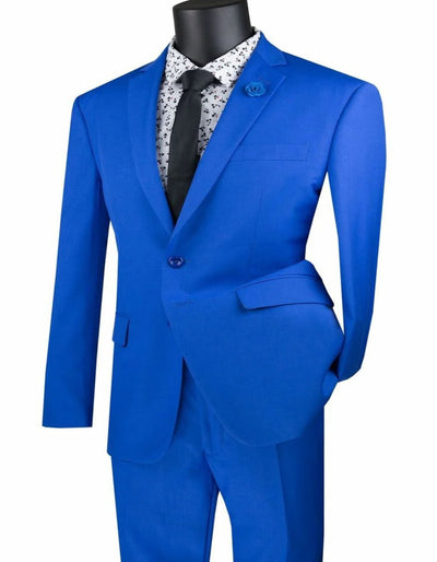Mens Royal Blue Tuxedo - Mens Basic 2 Button Modern Fit Royal Suit 1   - from alligatorwarehouse.com