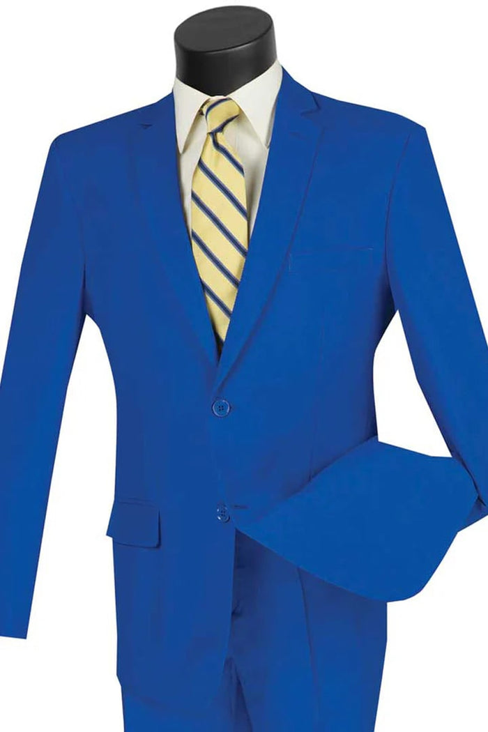 Mens Royal Blue Tuxedo - Mens 2 Button Slim Fit Rayon Fabric Royal Suit