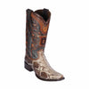 Los Altos Men's Rustic Brown Python Snakeskin Round Toe Boots 3   - from alligatorwarehouse.com