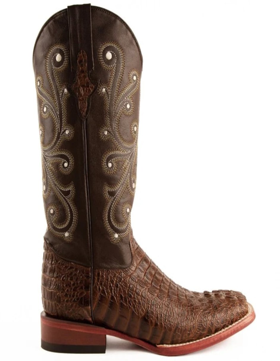 Men's Ferrini Caiman Crocodile Print Boots Handcrafted Rust 1 40393-23-080-D  - from alligatorwarehouse.com