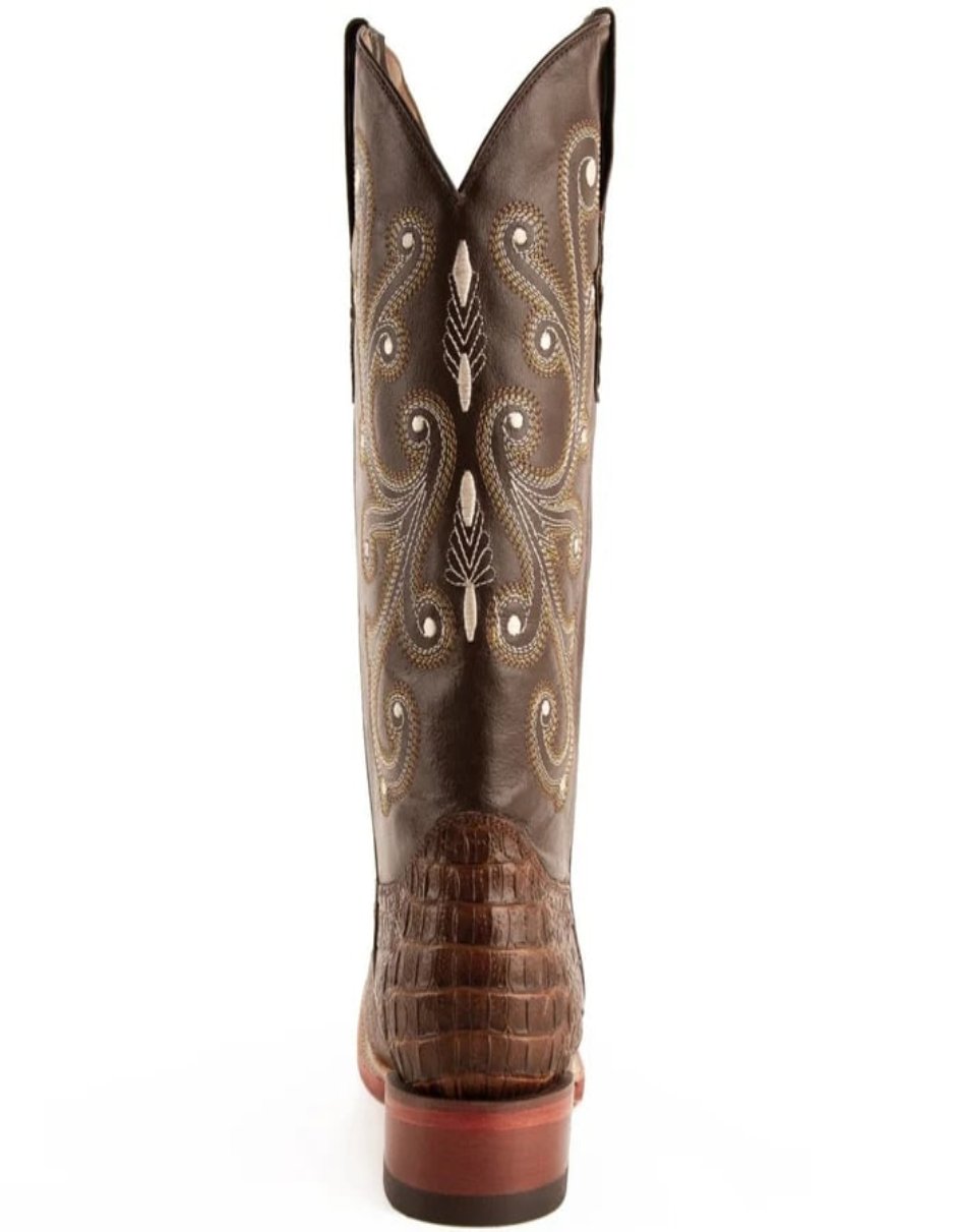Men's Ferrini Caiman Crocodile Print Boots Handcrafted Rust 2 40393-23-080-D  - from alligatorwarehouse.com
