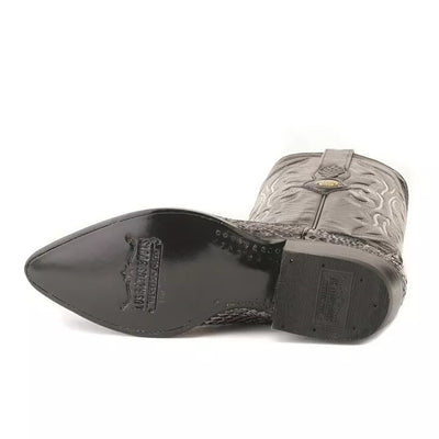 J Toe Cowboy Boots - J Toe Western Boots - Los Altos Rustic Black Python J-Toe Boot 6   - from alligatorwarehouse.com