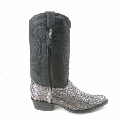 Los Altos Men's Rustic Black Python Snakeskin J Toe Boots 1   - from alligatorwarehouse.com