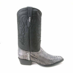 Los Altos Men's Rustic Black Python Snakeskin J Toe Boots