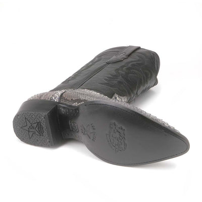 Los Altos Men's Rustic Black Python Snakeskin J Toe Boots 3   - from alligatorwarehouse.com