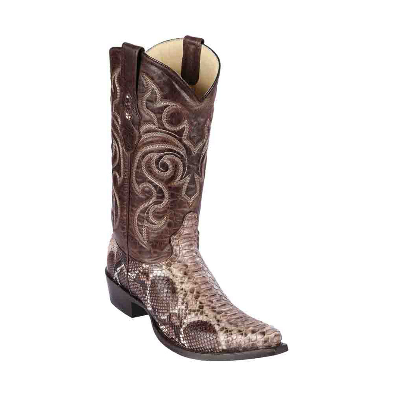 Los Altos Men's Rustic Brown Genuine Python Snakeskin Snip Toe Boots ...