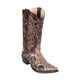 Los Altos Men's Rustic Brown Genuine Python Snakeskin Snip Toe Boots