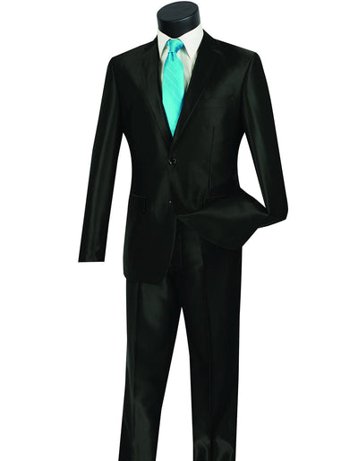 Mens Modern Fit Shiny Sharkskin Suit in Black 1 53-7103  - from alligatorwarehouse.com