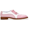 Belvedere Sesto Shoes Men's Pink & White Genuine Ostrich / Calf-skin Leather Oxfords 2 MEN R54 ROSE PINK/WHITE-M-06  - from alligatorwarehouse.com