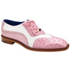 Belvedere Sesto Shoes Men's Pink & White Genuine Ostrich / Calf-skin Leather Oxfords 3 MEN R54 ROSE PINK/WHITE-M-06  - from alligatorwarehouse.com