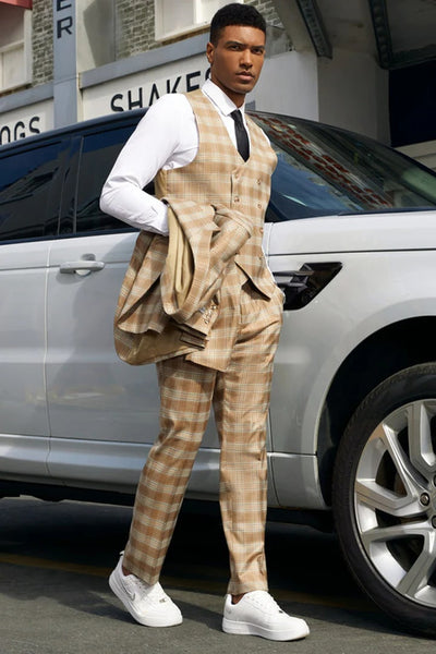 Tan Suits For Wedding - Tan Groomsmen Suits - Tan Hybrid Fit Tuxedo 3   - from alligatorwarehouse.com