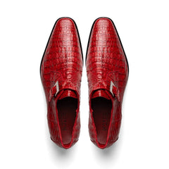 Marco Di Milano Rovigo Men' Shoes Red Genuine Caiman Crocodile Dress Single Monk-strap Loafers