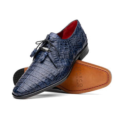 Marco Di Milano Lacio Men's Shoes Navy Exotic Crocodile Derby Oxfords