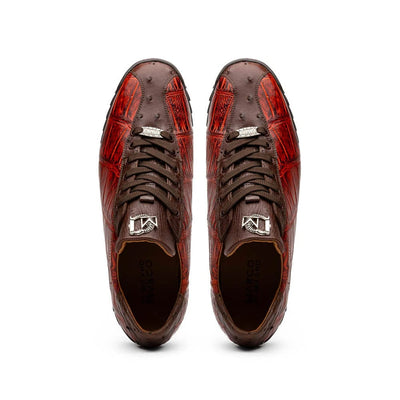 Marco Di Milano Saulo Men's Shoes Cognac Exotic Ostich / Alligator Casual Sneakers 2 SAULO_ALLIGATOR-OSTRICH_COGNAC_8  - from alligatorwarehouse.com