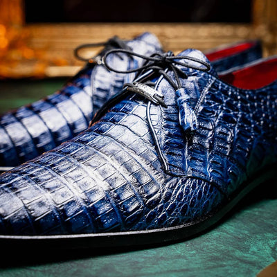 Marco Di Milano Lacio Men's Shoes Navy Exotic Crocodile Derby Oxfords 6 LACIO_CAIMAN FUSCUS_NAVY_13  - from alligatorwarehouse.com