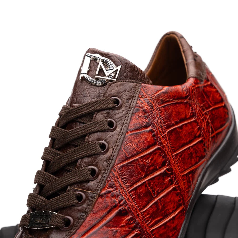 Marco Di Milano Saulo Men's Shoes Cognac Exotic Ostich / Alligator Casual Sneakers