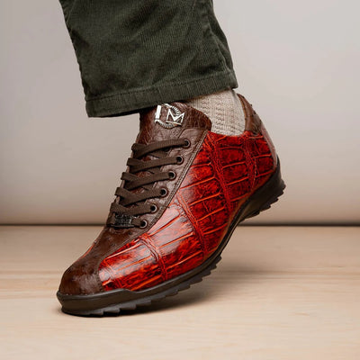 Marco Di Milano Saulo Men's Shoes Cognac Exotic Ostich / Alligator Casual Sneakers 5 SAULO_ALLIGATOR-OSTRICH_COGNAC_8  - from alligatorwarehouse.com