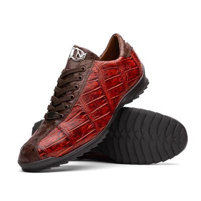 Marco Di Milano Saulo Men's Shoes Cognac Exotic Ostich / Alligator Casual Sneakers 1 SAULO_ALLIGATOR-OSTRICH_COGNAC_8  - from alligatorwarehouse.com