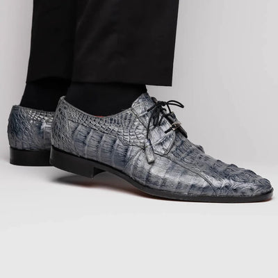 Marco Di Milano Tulum Men's Shoes Gray Exotic Crocodile Derby Oxfords 4 TULUM_CAIMAN FUSCUS_GRAY_8.5  - from alligatorwarehouse.com