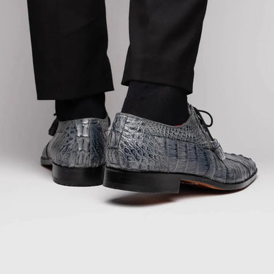 Marco Di Milano Tulum Men's Shoes Gray Exotic Crocodile Derby Oxfords 7 TULUM_CAIMAN FUSCUS_GRAY_8.5  - from alligatorwarehouse.com