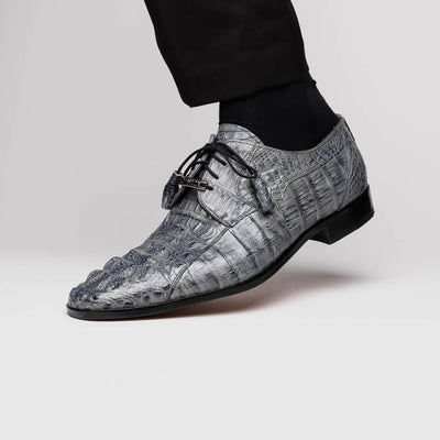 Marco Di Milano Tulum Men's Shoes Gray Exotic Crocodile Derby Oxfords 8 TULUM_CAIMAN FUSCUS_GRAY_8.5  - from alligatorwarehouse.com