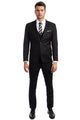 Men's Two Button Slim Fit Vested Solid Basic Color Suit in Black