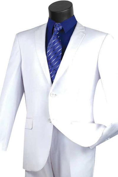 White Wedding Suit For Men - Perfect For Groom -Mens Basic 2 Button Modern Fit Suit In White 1   - from alligatorwarehouse.com