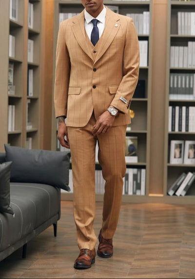 Stacy Adams - 3 Piece Suit 2 Buttons Windowpane Hybrid Fit In Rust 1 SO4SM155H1-04-38R  - from alligatorwarehouse.com