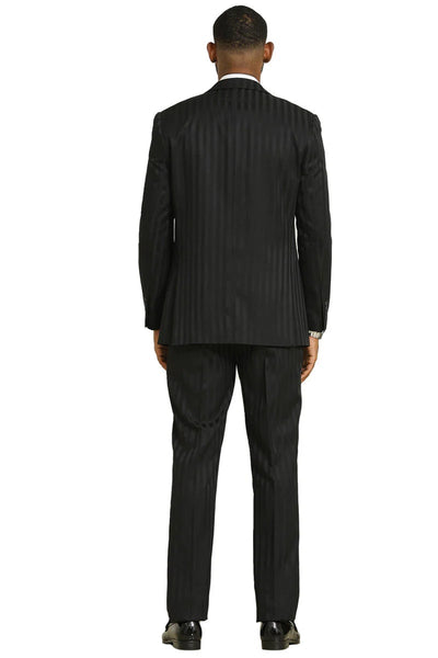 Stacy Adams Modern Fit Black Suit – Vested Tonal Shadow Pinstripe Style 4   - from alligatorwarehouse.com