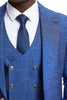 Men's Stacy Adam's One Button Vested Peak Lapel Business Suit in Navy Blue Plaid 5 SM163H1-11-36R  - from alligatorwarehouse.com