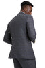 Men's Stacy Adam's One Button Vested Peak Lapel Business Suit in Charcoal Grey Plaid 4 SM163H1-12-36R  - from alligatorwarehouse.com
