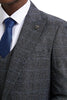 Men's Stacy Adam's One Button Vested Peak Lapel Business Suit in Charcoal Grey Plaid 5 SM163H1-12-36R  - from alligatorwarehouse.com
