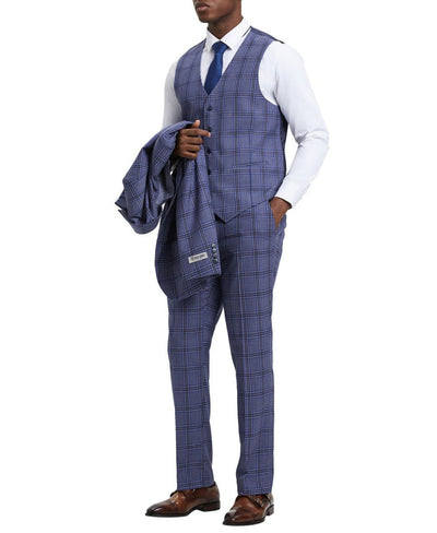 Stacy Adams - Hybrid Fit Plaid 3 Piece Purple Suit 2 SO4SM166H1-04-38R  - from alligatorwarehouse.com
