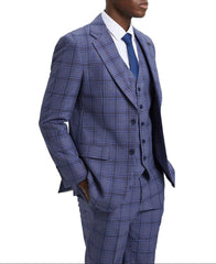 Stacy Adams - Hybrid Fit Plaid 3 Piece Purple Suit