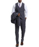Stacy Adams - Grey 3 Piece 2 Button Plaid Peak Lapel Suit