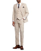 Stacy Adams - 3 Piece Windowpane Suit Hybrid Fit in Tan 2 SO4SM171H1-102-TAN  - from alligatorwarehouse.com