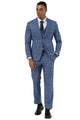 Men's Designer Stacy Adams Vested Glen Plaid Suit in Blue