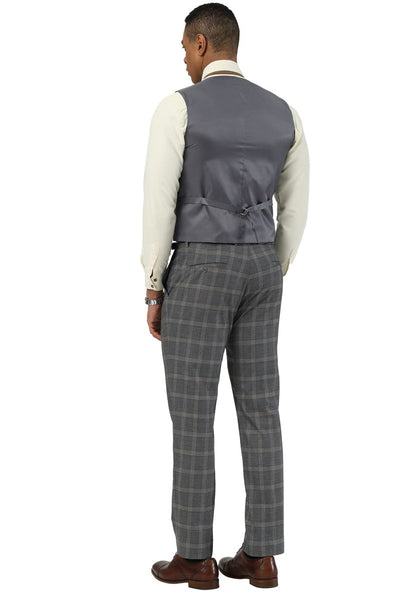 Men's Designer Stacy Adams Vested Glen Plaid Suit in Charcoal & Brown 4 SM203H1-125-34R  - from alligatorwarehouse.com