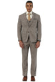 Men's Designer Stacy Adams Vested Suit in Light Brown Sharkskin Weave