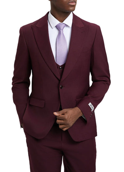 Stacy Adams - Burgundy 3 Piece Hybrid Fit Suit With Expandable Waist Band 1 SO4SM255H1-03-36R  - from alligatorwarehouse.com