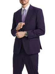 Stacy Adams - Purple 3 Piece Hybrid Fit Suit With Expandable Waist Band