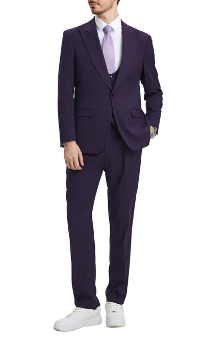 Stacy Adams - Purple 3 Piece Hybrid Fit Suit With Expandable Waist Band 1 SO4SM255H1-04-40R  - from alligatorwarehouse.com